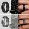 imageThunderFit Silicone Wedding Rings for Men Breathable Brushed Top Middle Engraved Line Rubber Engagement Bands 82mm Wide 25mm Thick  1467 Variety MultipackPack E Charcoal Black  Metallic Grey  Ocean Blue  Maroon Red