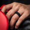 imageThunderFit Silicone Wedding Rings for Men Breathable Brushed Top Middle Engraved Line Rubber Engagement Bands 82mm Wide 25mm Thick  1467 Variety MultipackPack A Charcoal Black  Grey Silver  Ocean Blue  Charcoal BlackSunset Orange  Charcoal BlackBlue Line  Charcoal BlackSmokey Grey