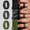 imageThunderFit Silicone Wedding Rings for Men Breathable Brushed Top Middle Engraved Line Rubber Engagement Bands 82mm Wide 25mm Thick  1467 Variety MultipackPack C Charcoal Black  Iron Grey  Olive Green  Grey Silver  Ocean Blue  Smokey Grey  Cobalt Blue