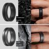 imageThunderFit Silicone Wedding Rings for Men Breathable Brushed Top Middle Engraved Line Rubber Engagement Bands 82mm Wide 25mm Thick  1467 Variety MultipackPack D Charcoal Black  Dark Silver  Grey Silver  Black Marble