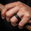 imageThunderFit Silicone Wedding Rings for Men Breathable Brushed Top Middle Engraved Line Rubber Engagement Bands 82mm Wide 25mm Thick  1467 Variety MultipackPack H Black