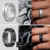 imageThunderFit Silicone Wedding Rings for Men Breathable Brushed Top Middle Engraved Line Rubber Engagement Bands 82mm Wide 25mm Thick  1467 Variety MultipackPack D Charcoal Black  Dark Silver  Grey Silver  Black Marble