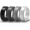 imageThunderFit Silicone Rings for Men Flat Top Angled Edge Rubber Wedding Bands 98mm Wide 2mm Thick  147 Variety MultipackPack I Black  Dark Grey  Light Grey  White