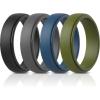 imageThunderFit Silicone Rings for Men Stepped Edge Rubber Wedding Bands  14 Variety MultipackPack B Black  Dark Grey  Dark Blue  Dark Green