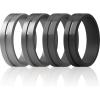 imageThunderFit Silicone Wedding Rings For Men Beveled Brushed Top Edges 635mm Wide 2mm Thick  147 Variety MultipackPack I Black  Grey  Dark Silver  Silver Grey