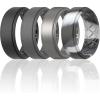 imageThunderFit Silicone Wedding Rings for Men Airflow Criss Cross Pattern 8mm Wide 2mm Thick  147 Variety MultipackPack D Black  Grey  GunMetal  Grey Camo