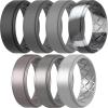 imageThunderFit Silicone Wedding Rings for Men Airflow Criss Cross Pattern 8mm Wide 2mm Thick  147 Variety MultipackPack H Grey  GunMetal  Brass  Black  Grey  Grey Camo  Silver