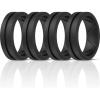 imageThunderFit Silicone Wedding Rings for Men Breathable Brushed Top Middle Engraved Line Rubber Engagement Bands 82mm Wide 25mm Thick  1467 Variety MultipackPack F 4 Black Rings
