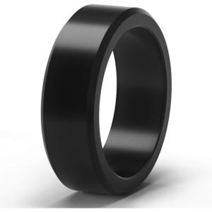 imageThunderFit Silicone Rings for Men Flat Top Angled Edge Rubber Wedding Bands 98mm Wide 2mm Thick  147 Variety MultipackPack A Black