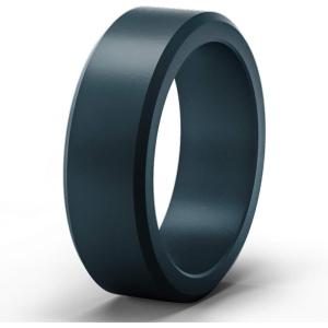 imageThunderFit Silicone Rings for Men Flat Top Angled Edge Rubber Wedding Bands 98mm Wide 2mm Thick  147 Variety MultipackPack B Dark Blue
