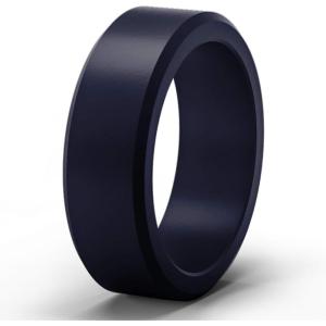imageThunderFit Silicone Rings for Men Flat Top Angled Edge Rubber Wedding Bands 98mm Wide 2mm Thick  147 Variety MultipackPack E Navy Blue