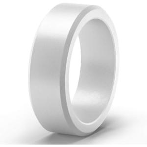 imageThunderFit Silicone Rings for Men Flat Top Angled Edge Rubber Wedding Bands 98mm Wide 2mm Thick  147 Variety MultipackPack F White