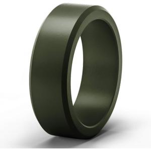 imageThunderFit Silicone Rings for Men Flat Top Angled Edge Rubber Wedding Bands 98mm Wide 2mm Thick  147 Variety MultipackPack G Olive Green