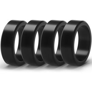 imageThunderFit Silicone Rings for Men Flat Top Angled Edge Rubber Wedding Bands 98mm Wide 2mm Thick  147 Variety MultipackPack H 4 Black Rings