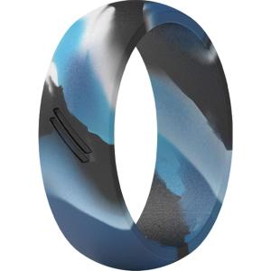 imageThunderFit Silicone Wedding Ring for Men Rubber Wedding Band 87mm Wide 25mm ThickBlue Sky Camo