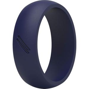 imageThunderFit Silicone Wedding Ring for Men Rubber Wedding Band 87mm Wide 25mm ThickNavy Blue