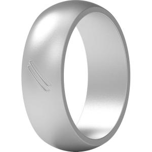imageThunderFit Silicone Wedding Ring for Men Rubber Wedding Band 87mm Wide 25mm ThickPolished Silver