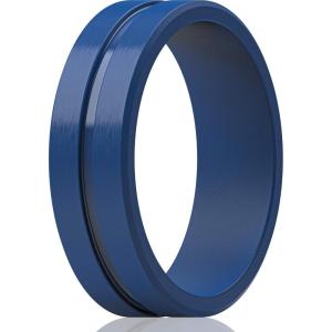 imageThunderFit Silicone Wedding Rings For Men Beveled Brushed Top Edges 635mm Wide 2mm Thick  147 Variety MultipackPack B Dark Blue