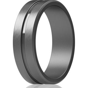 imageThunderFit Silicone Wedding Rings For Men Beveled Brushed Top Edges 635mm Wide 2mm Thick  147 Variety MultipackPack C Dark Silver
