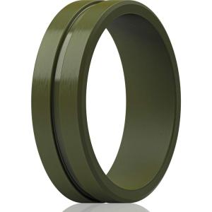 imageThunderFit Silicone Wedding Rings For Men Beveled Brushed Top Edges 635mm Wide 2mm Thick  147 Variety MultipackPack E Olive Green
