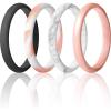 imageThunderFit Stackable Silicone Wedding Rings for Women Thin Rubber Engagement Bands 25mm Wide 18mm Thick  123457 Variety Multipack