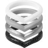 Pack E: Black Silver Glitter  Light Grey  White  Silver