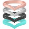 Pack F: Black Teal Glitter  Rose Gold  Silver  Teal