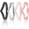 imageThunderFit Thin Heart Shaped Silicone Wedding Rings for Women Stackable Rubber Engagement Bands 27mm Wide 2mm Thick  148 Variety MultipackPack I Black  Marble  Light Pink  Rose Gold