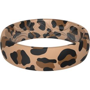 imageThunderFit Silicone Wedding Bands for Women Breathable Printed Design Rubber Engagement Rings 55mm Wide 19mm Thick  1 PackBrown Leopard