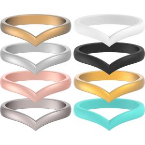 imageThunderFit Thin Heart Shaped Silicone Wedding Rings for Women Stackable Rubber Engagement Bands 27mm Wide 2mm Thick  148 Variety MultipackPack N Gold  Silver  Teal  Rose Gold  White  Gunmetal  Bronze  Black