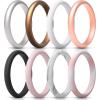 imageThunderFit Womens Silicone Stackable Wedding Ring Sets Silicone Thin Wedding Bands 25mm Width 21mm Thick Variety Multipack 147