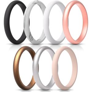 imageThunderFit Womens Silicone Thin and Stackable Bridal Ring Sets Silicone Wedding Bands 25mm Wide 2mm Thick Variety Multipack 112