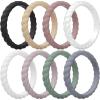 imageThunderFit Womens Thin Swivel Silicone Wedding Bands Stackable Rubber Engagement Rings 25mm Wide 2mm Thick  1481012 Variety MultipackPack U Black  Mojave Desert  Cinereous  Rose Pearl  White  Muted Mauve  Green Bay  Tradewinds