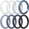 imageThunderFit Womens Thin Swivel Silicone Wedding Bands Stackable Rubber Engagement Rings 25mm Wide 2mm Thick  1481012 Variety MultipackPack V Rose Pearl  White  Cloudy Sky  Dusky Blue Steel Metallic  Rain Washed  Moody Azure  Dress Blues  Black