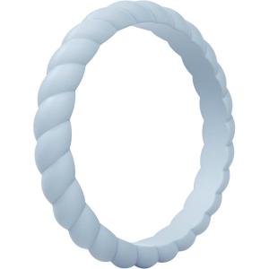 imageThunderFit Womens Thin Swivel Silicone Wedding Bands Stackable Rubber Engagement Rings 25mm Wide 2mm Thick  1481012 Variety MultipackPack ZE Light Blue