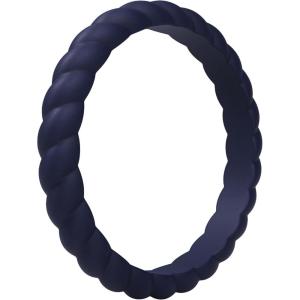 imageThunderFit Womens Thin Swivel Silicone Wedding Bands Stackable Rubber Engagement Rings 25mm Wide 2mm Thick  1481012 Variety MultipackPack ZH Midnight Blue