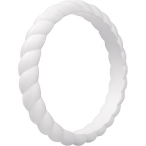 imageThunderFit Womens Thin Swivel Silicone Wedding Bands Stackable Rubber Engagement Rings 25mm Wide 2mm Thick  1481012 Variety MultipackPack ZJ White