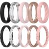 imageThunderFit Silicone Rings for Her  Mix Womens Silicone Wedding Rings 18mm Thick Rubber Engagement Rings Braided ampamp 4mm Classic Rings ComboPack F Black  Marble C  Crystal Pink  Toast Metallic  Middle Red