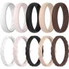 imageThunderFit Silicone Rings for Her  Mix Womens Silicone Wedding Rings 18mm Thick Rubber Engagement Rings Braided ampamp 4mm Classic Rings ComboPack H White  Heavenly Pink  Black  Frappe  Smoke Violet