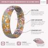 imageThunderFit Silicone Wedding Rings for Women Printed Design Breathable Rubber Engagement Bands 55mm Wide 18mm ThickYellowGreen Floral