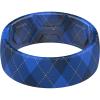 imageThunderFit Silicone Wedding Rings for Men Breathable Printed Design Rubber Engagement Bands 8mm Wide 2mm ThickArgyle Pattern 1