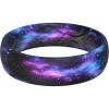 imageThunderFit Silicone Wedding Rings for Women Printed Design Breathable Rubber Engagement Bands 55mm Wide 18mm ThickPack K Colorful Deep Space