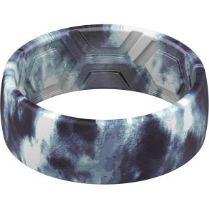 imageThunderFit Silicone Wedding Rings for Men Breathable Printed Design Rubber Engagement Bands 8mm Wide 2mm ThickBlue TieDye