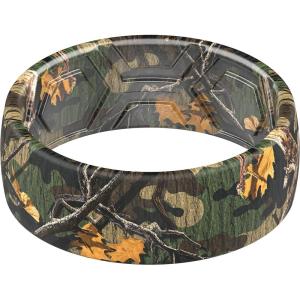 imageThunderFit Silicone Wedding Rings for Men Breathable Printed Design Rubber Engagement Bands 8mm Wide 2mm ThickCamo Branches 2