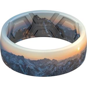 imageThunderFit Silicone Wedding Rings for Men Breathable Printed Design Rubber Engagement Bands 8mm Wide 2mm ThickMountains