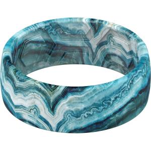 imageThunderFit Silicone Wedding Rings for Men Breathable Printed Design Rubber Engagement Bands 8mm Wide 2mm ThickOnyx Marble