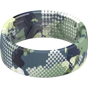 imageThunderFit Silicone Wedding Rings for Men Breathable Printed Design Rubber Engagement Bands 8mm Wide 2mm ThickSport Green