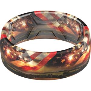 imageThunderFit Silicone Wedding Rings for Men Breathable Printed Design Rubber Engagement Bands 8mm Wide 2mm ThickUS Flag 1