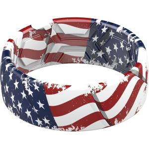 imageThunderFit Silicone Wedding Rings for Men Breathable Printed Design Rubber Engagement Bands 8mm Wide 2mm ThickUS Flag 2