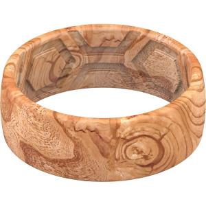 imageThunderFit Silicone Wedding Rings for Men Breathable Printed Design Rubber Engagement Bands 8mm Wide 2mm ThickWood 2